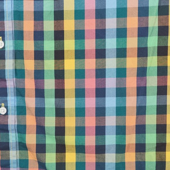 Ziggurat Shirt Mens Extra Large Green Blue Graph Check Flip Cuff Rainbow Maximal - Picture 9 of 10